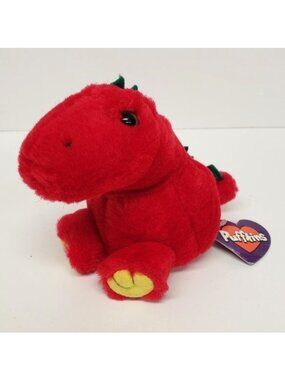 Swibco 5" Puffkins Drake Dragon Dinosaur Red Green Yellow 1994 Vintage Plush